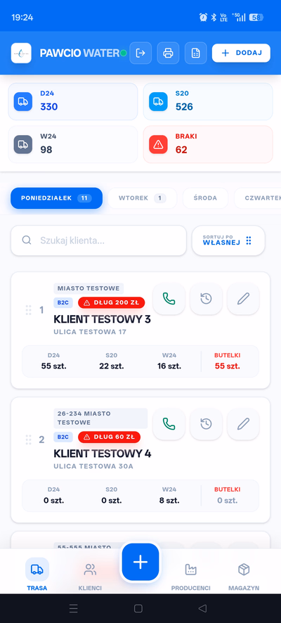 Widok trasy na smartfonie